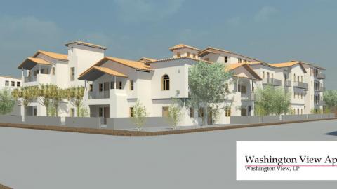 Rendering of the Washington View Apartments looking northeast