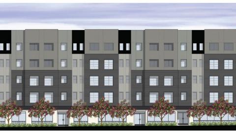 Elevation plan for the HiFi Collective apartments at 3200 W Temple Street
